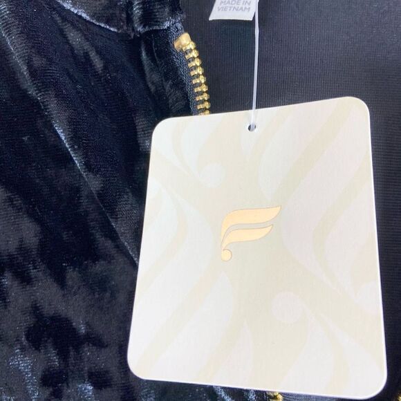 Fabletics Crushed Velour Zip-Up Black Hoodie Women’s XL - Picture 7 of 8